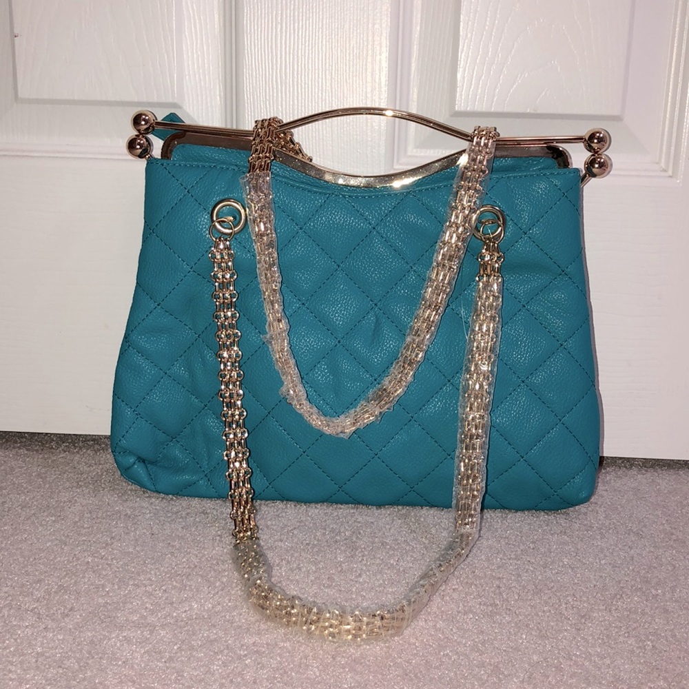 Quilted Cerulean Blue Purse